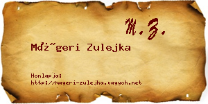 Mágeri Zulejka névjegykártya